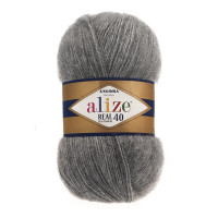 182 Пряжа Alize Angora Real 40 середньо-сірий меланж