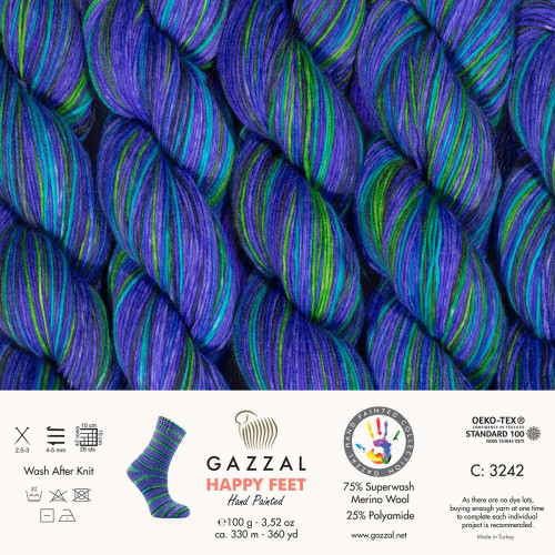 3242 Пряжа Gazzal Happy Feet