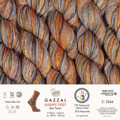 3244 Пряжа Gazzal Happy Feet