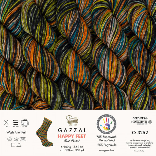 3252 Пряжа Gazzal Happy Feet