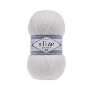55 Пряжа Alize Lanagold 800 білий