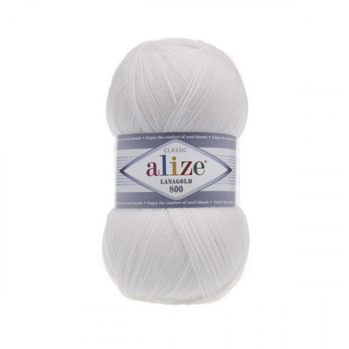 55 Пряжа Alize Lanagold 800 білий