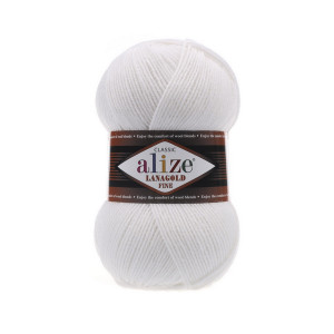 55 Пряжа Alize Lanagold Fine білий