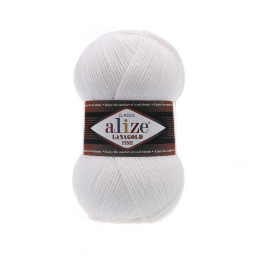55 Пряжа Alize Lanagold Fine білий