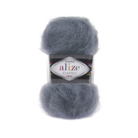 87 Пряжа Alize Mohair Classic New вугільний сірий