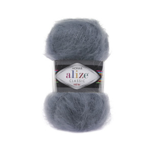 87 Пряжа Alize Mohair Classic New вугільний сірий