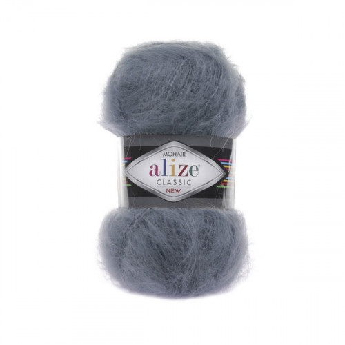 87 Пряжа Alize Mohair Classic New вугільний сірий