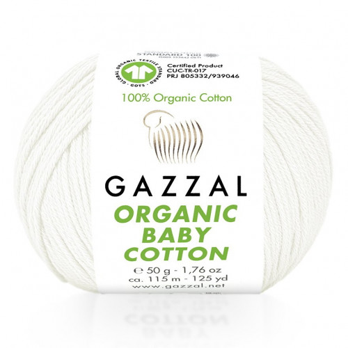 415 Пряжа Gazzal Organic Baby Cotton білий