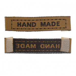 Бірка текстильна Hand made, 4х1, 1см, 5 шт, кавовий