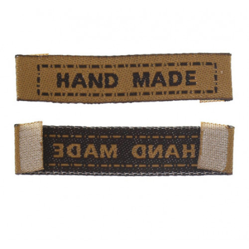 Бірка текстильна Hand made, 4х1, 1см, 5 шт, кавовий