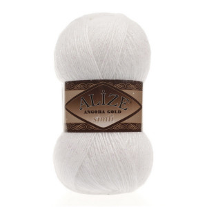 55 Пряжа Alize Angora Gold Simli білий