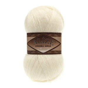 62 Пряжа Alize Angora Gold Simli молочний