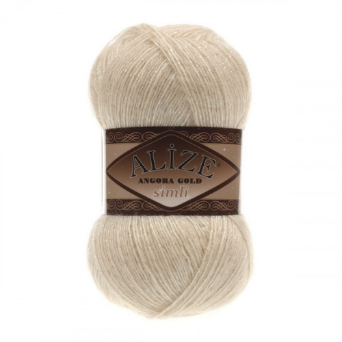67 Пряжа Alize Angora Gold Simli молочно-бежевий